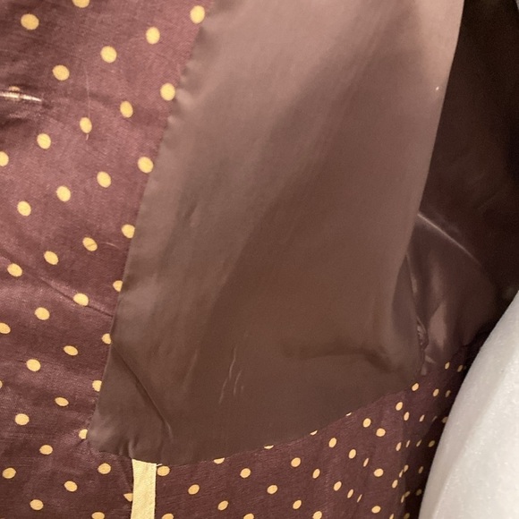 Tailored Linen blazer Women’s 6 suit jacket lined office Rockabilly Brown dot - Picture 7 of 10